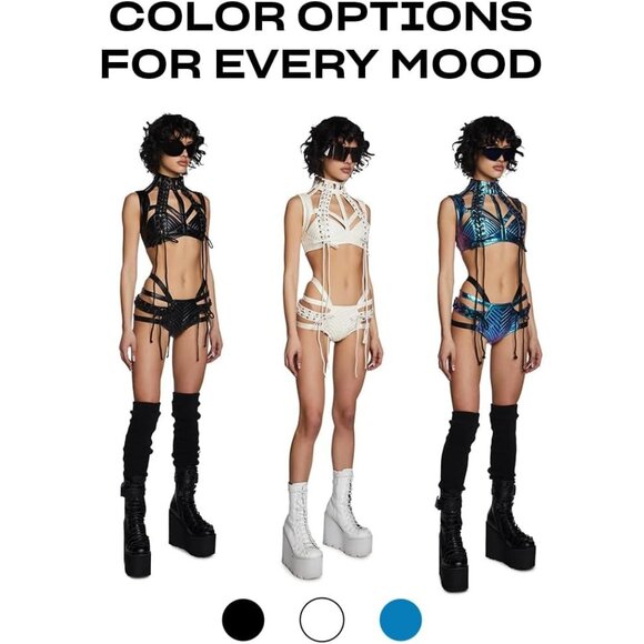 Women White Vegan Leather Dolls Kill Rude Awakening Lace-Up Shorts by Club - Picture 4 of 8